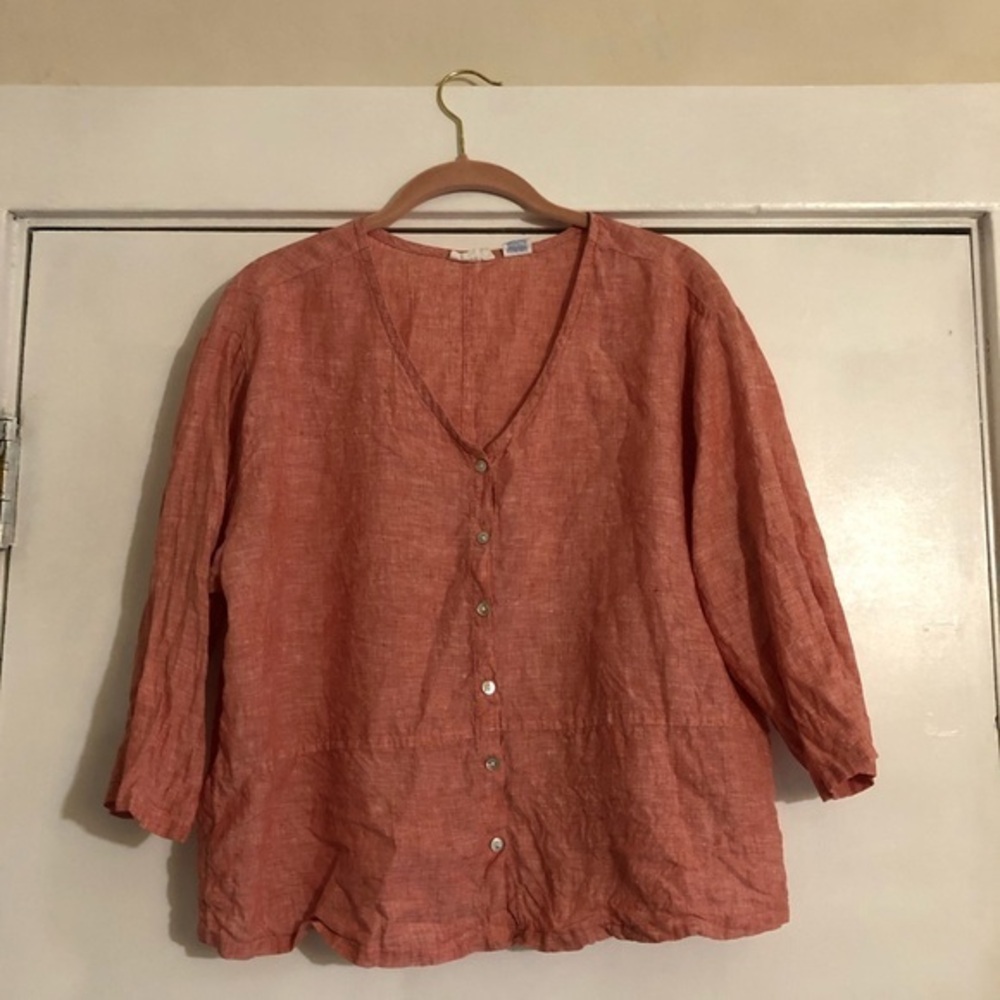 Sigrid Olsen Linen Button Down Blouse - image 1